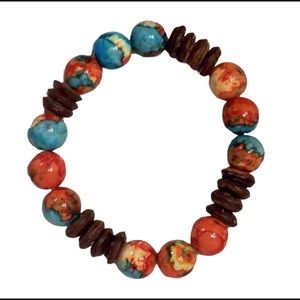 Multi-Color Beaded/Wood Bracelet